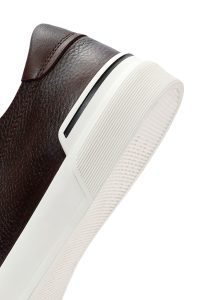 کتونی مردانه چرمی قهوه‌ای بندی دری مد