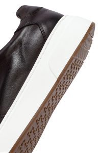 کتونی مردانه چرمی قهوه‌ای بندی زیره ضخیم دری مد