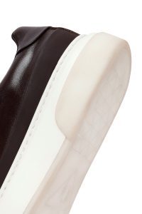 کتونی مردانه چرمی قهوه‌ای بندی زیره ضخیم دری مد