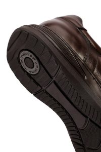 کتونی مردانه چرمی قهوه‌ای بندی کژوال دری مد