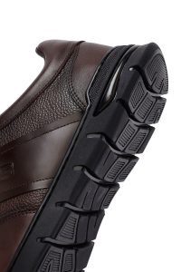 کتونی مردانه چرمی قهوه‌ای بندی کژوال دری مد