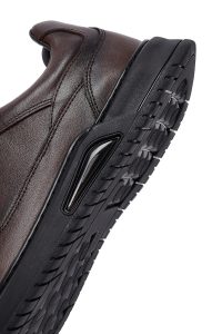 کتونی مردانه چرمی قهوه‌ای بندی کژوال دری مد