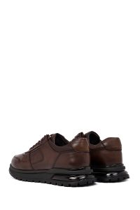 کتونی مردانه چرمی قهوه‌ای بندی کژوال دری مد