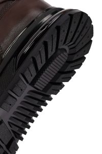 کتونی مردانه چرمی قهوه‌ای بندی کژوال دری مد