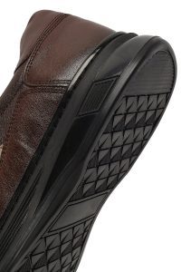 کتونی مردانه چرمی قهوه‌ای بندی کژوال دری مد