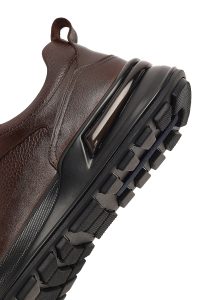 کتونی مردانه چرمی قهوه‌ای بندی کژوال با زیره ضخیم دری مد