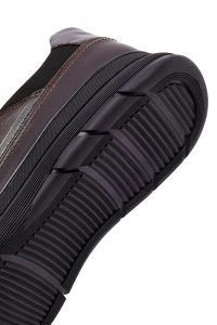 کتونی مردانه چرمی قهوه‌ای بندی کژوال دری‌مد