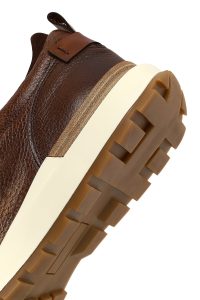 کتونی مردانه چرمی قهوه‌ای کژوال با زیره ضخیم دری مد