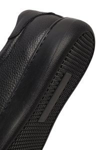 کتونی مردانه چرمی مشکی بندی با زیره ضخیم دری مد