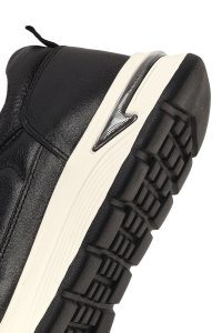 کتونی مردانه چرمی مشکی بندی با زیره ضخیم دری مد