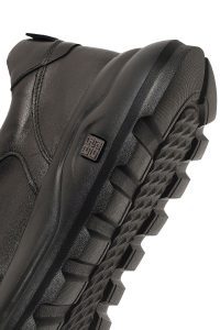 کتونی مردانه چرمی مشکی بندی با زیره ضخیم دری مد