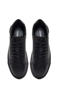 کتونی مردانه چرمی مشکی بندی دری مد