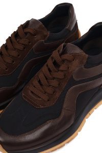 کتونی مردانه چرمی مشکی بندی دری مد