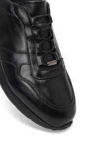 کتونی مردانه چرمی مشکی بندی دری مد