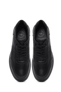 کتونی مردانه چرمی مشکی بندی دری مد