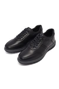 کتونی مردانه چرمی مشکی بندی دری مد