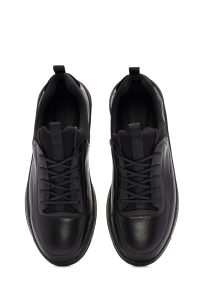 کتونی مردانه چرمی مشکی بندی دری مد