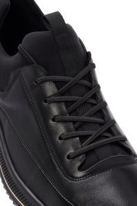 کتونی مردانه چرمی مشکی بندی دری مد