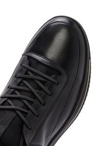 کتونی مردانه چرمی مشکی بندی دری مد