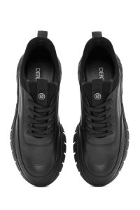 کتونی مردانه چرمی مشکی بندی دری‌مد