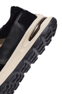 کتونی مردانه چرمی مشکی بندی زیره ضخیم دری مد