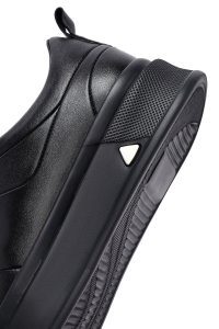 کتونی مردانه چرمی مشکی بندی زیره ضخیم دری مد