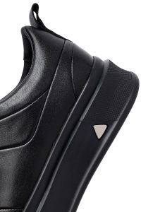 کتونی مردانه چرمی مشکی بندی زیره ضخیم دری مد