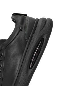 کتونی مردانه چرمی مشکی بندی زیره ضخیم دری مد