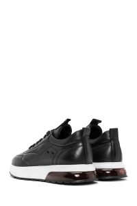 کتونی مردانه چرمی مشکی بندی زیره ضخیم دری مد