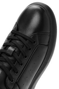 کتونی مردانه چرمی مشکی بندی زیره ضخیم دری مد