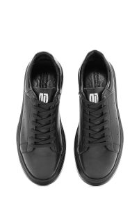 کتونی مردانه چرمی مشکی بندی زیره ضخیم دری مد