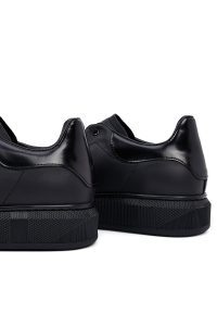 کتونی مردانه چرمی مشکی بندی زیره ضخیم دری‌مد