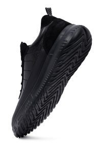 کتونی مردانه چرمی مشکی بندی زیره ضخیم دری‌مد