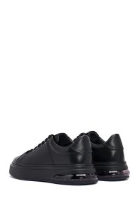 کتونی مردانه چرمی مشکی بندی زیره ضخیم دری‌مد