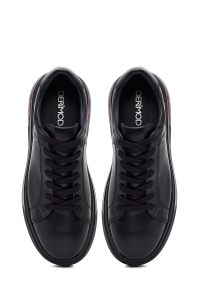 کتونی مردانه چرمی مشکی بندی زیره ضخیم دری‌مد