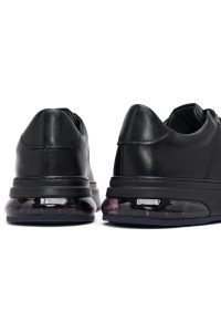 کتونی مردانه چرمی مشکی بندی زیره ضخیم دری‌مد