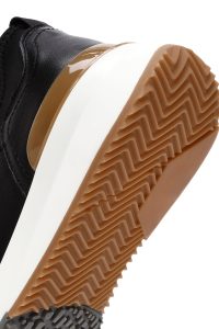 کتونی مردانه چرمی مشکی بندی زیره ضخیم کژوال دری مد