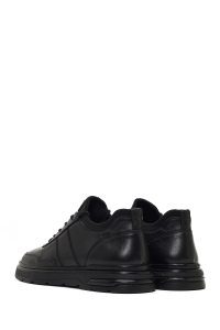 کتونی مردانه چرمی مشکی بندی کژوال با زیره ضخیم دری مد