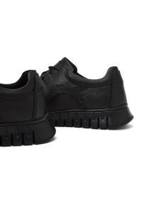 کتونی مردانه چرمی مشکی بندی کژوال با زیره ضخیم دری مد