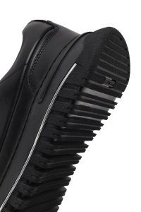 کتونی مردانه چرمی مشکی بندی کژوال با زیره ضخیم دری مد