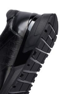 کتونی مردانه چرمی مشکی بندی کژوال دری مد