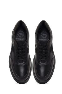 کتونی مردانه چرمی مشکی بندی کژوال دری مد