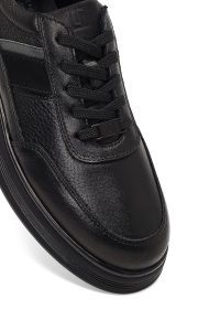 کتونی مردانه چرمی مشکی بندی کژوال دری مد