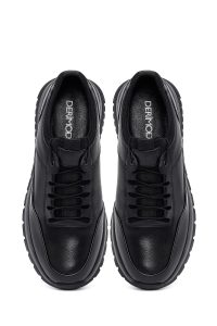 کتونی مردانه چرمی مشکی بندی کژوال دری مد