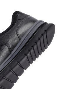 کتونی مردانه چرمی مشکی بندی کژوال دری مد