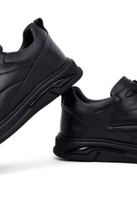 کتونی مردانه چرمی مشکی بندی کژوال دری‌مد