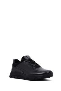 کتونی مردانه چرمی مشکی بندی کژوال دری‌مد