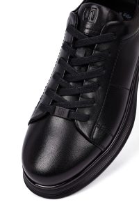 کتونی مردانه چرمی مشکی بندی کژوال دری‌مد