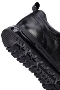 کتونی مردانه چرمی مشکی بندی کژوال دری‌مد