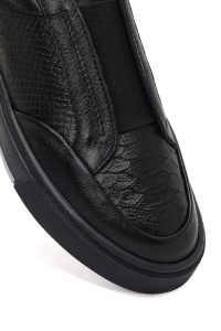 کتونی مردانه چرمی مشکی ساده دری مد